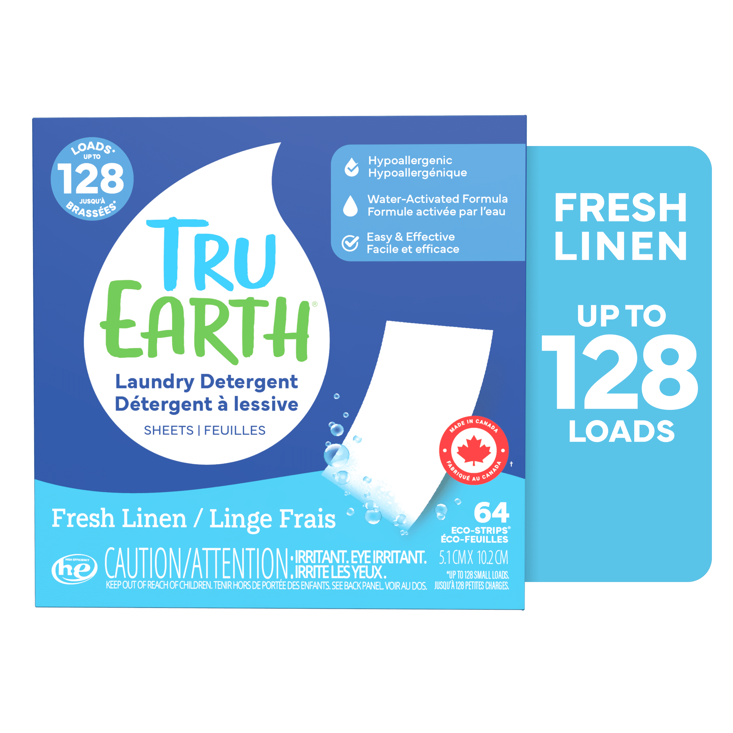 Tru Earth Laundry Detergent Sheets - 64-Sheet (up to 128 Loads) - Fresh Linen