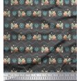thumbnail image 1 of Soimoi Gray Poly Georgette Fabric Snowman & Snowflake Christmas Print Fabric by the Yard 42 Inch Wide, 1 of 5