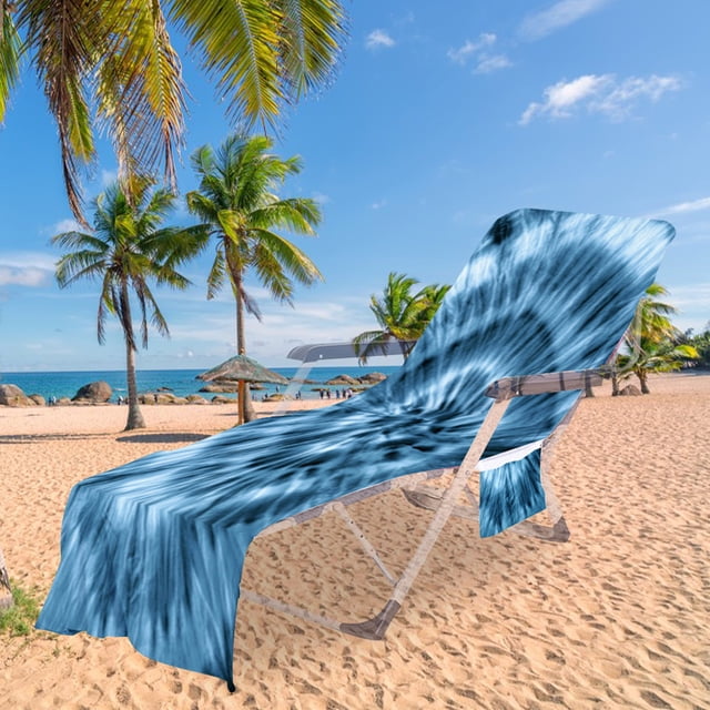 LSLJS Beach Chair Cover with Side Pockets, Microfiber Chaise Lounge Chair Towel Cover for Sun Lounger Pool Sunbathing Garden Beach Hotel, Easy To Carry Around