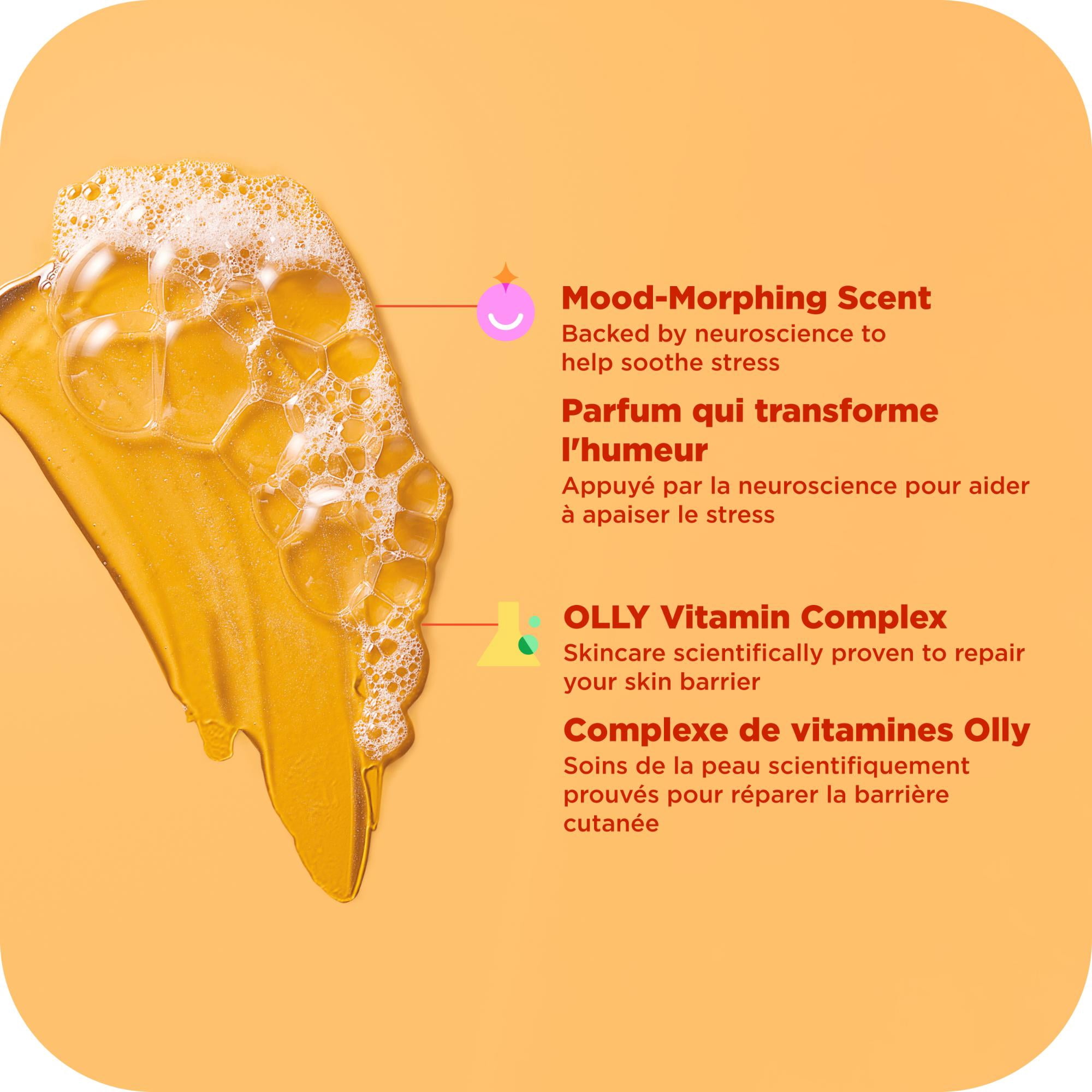 OLLY Nettoyant Corporel avec Complexe de Vitamines Agrumes et Groseille Illumination Humeur et Peau, 502 ml