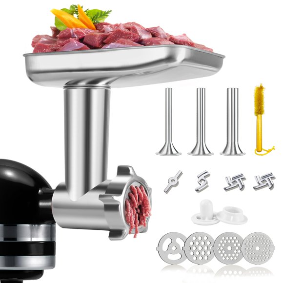 Stainless Steel Meat Grinder Attachment for KitchenAid, Stainless Steel Meat Grinder Attachment, Sausage Stuffer, Attachment for KitchenAid Mixers, D