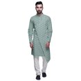 thumbnail image 1 of Atasi Designer Kurta Pajama For Men Printed Angrakha Kurta Set Summer Clothing, 1 of 3