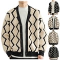 thumbnail image 1 of UVEASISHA Cardigan Doux pour Homme Chandail Mode à Simple Boutonnage Col Châle Veste Tricotée à Boutons Décontractée à devant Ouvert Cardigans Confortables Chandails en Tricot Amples Hauts Rabais de 90 % Liquidation Noir TG, 1 of 4