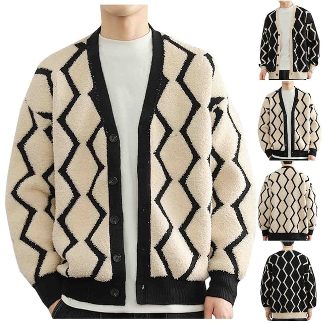UVEASISHA Cardigan Doux pour Homme Chandail Mode à Simple Boutonnage Col Châle Veste Tricotée à Boutons Décontractée à devant Ouvert Cardigans Confortables Chandails en Tricot Amples Hauts Rabais de 90 % Liquidation Noir TG
