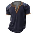 thumbnail image 1 of Kcodviy 3D Printing Street Trend Men T Shirts Graphic Design 4 Button Open Placket Long T Shirts Men Short Sleeved T Shirt Mens Sweatpants with Pockets Digital Printing, 1 of 2