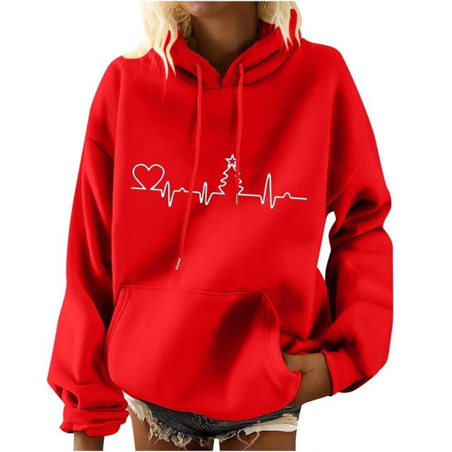 Sweat-shirt à Capuche à Manches Longues pour Femmes avec Poche