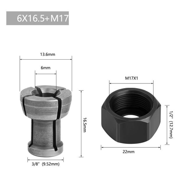 Bgsha M17 Adaptateur de Collier 6/6.35/8mm avec Gravure d'Écrou Machine de Découpe Routeur