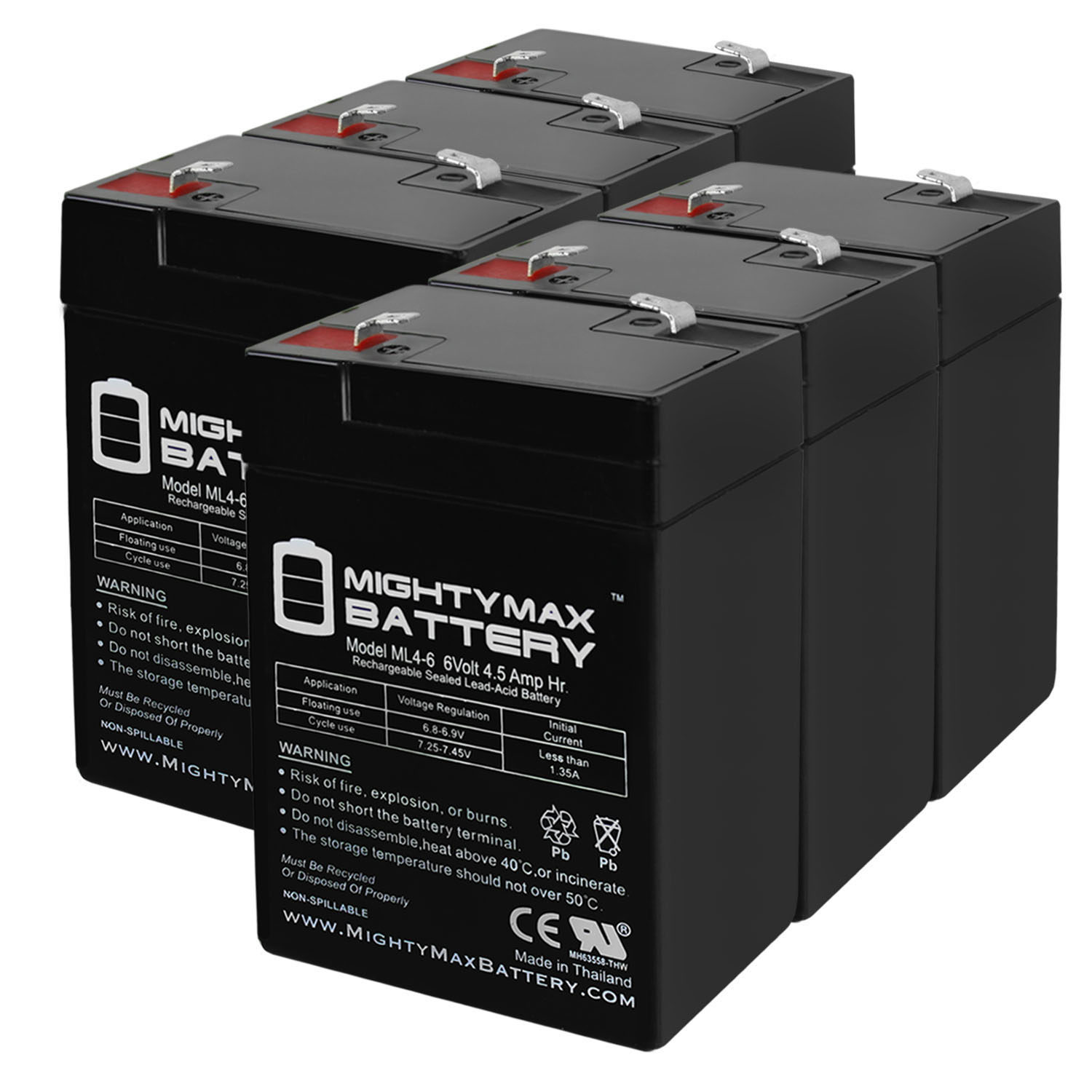 6V 4.5AH SLA Replacement Battery for Jiming JM-6M4.5AC - 6 Pack