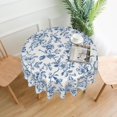 thumbnail image 2 of Navy Blue Floral Tablecloth Round 60 x 60 Inch Navy Blue Chinoiserie Floral Table Cloth Polyester Fabric Vintage Spring Summer Flowers Farmhouse Table Cover for Kitchen Party Picnic Outdoor Decor, 2 of 6