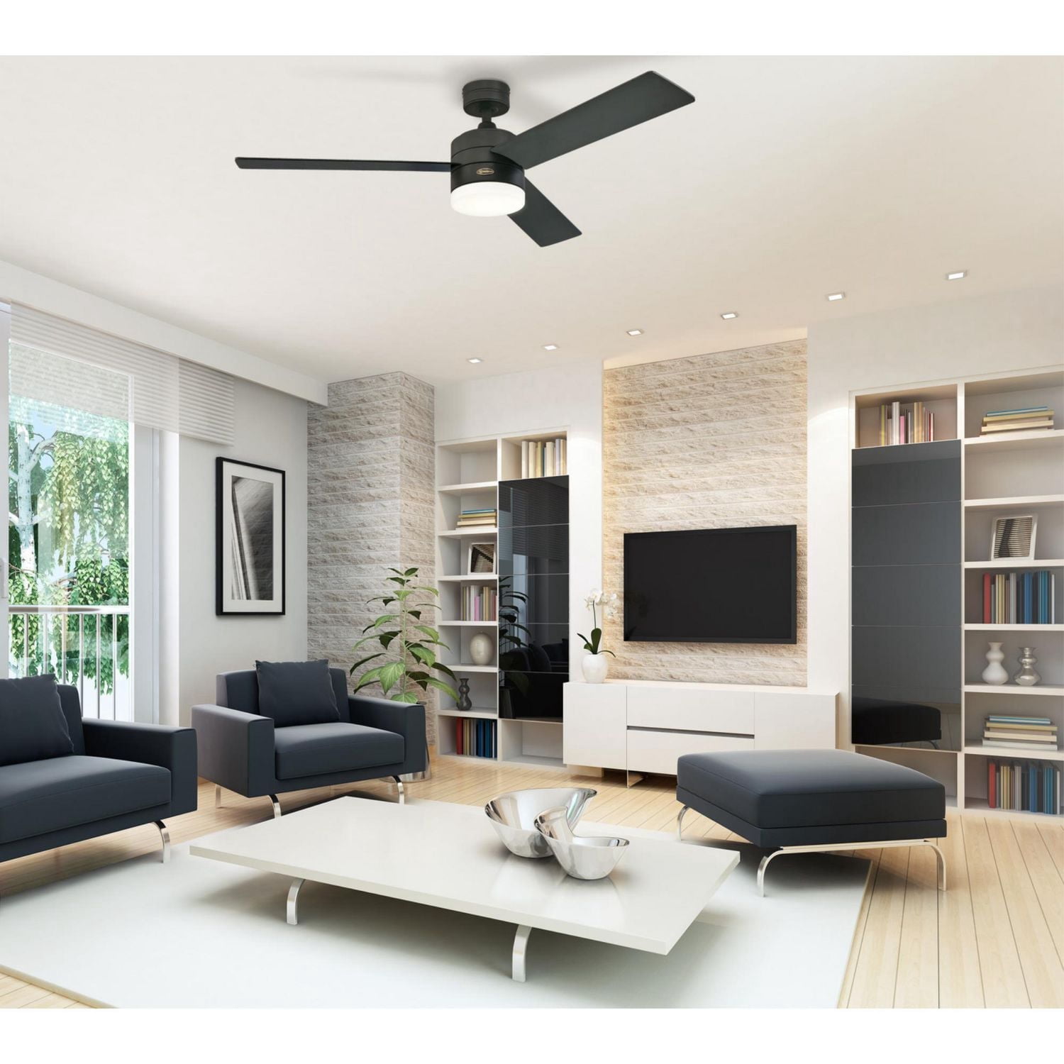 Westinghouse Ventilateur de plafond Alta Vista 52po. (132cm) aux DEL Intégrés, 3 pales, noir mat