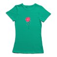 thumbnail image 1 of T-shirt Vert Kelly pour Femmes avec Graphique de Rose Mignonne, 1 of 1