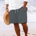 thumbnail image 2 of Plebaso Mens Shorts Summer Beach Shorts with Drawstring Solid Color Lightweight Vacation Pocket Shorts, 2 of 6