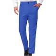 thumbnail image 3 of Styesk Men's Pants Men's Straight Solid Color Print Pocket Casual Suit Button Pants, 3 of 8