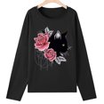 thumbnail image 4 of Nouveaux Hauts pour Femmes 2023 Mode Printemps Automne Imprimé Manches Longues Col Rond Tee-Shirt Décontracté Grande Taille Chemise à Manches Longues pour Femmes, 4 of 5