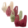 thumbnail image 1 of Plebaso 4 Pack Bras for Women Front Closure Everyday Bralettes Wireless Full Coverage Ladies Push up Bras, 1 of 3