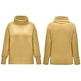 thumbnail image 4 of TIMIFIS Womens' Turtleneck Long Sleeve Cable Knit Sweaters Oversized Sweaters Fall Long Sleeve Spilt Hem Tunic Pullover Sweater Knit TopsFall/Winter, 4 of 5
