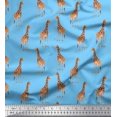 thumbnail image 1 of Soimoi Blue polyester Crepe Fabric Dot & Giraffe Animal Printed Fabric 1 Yard 52 Inch Wide, 1 of 3