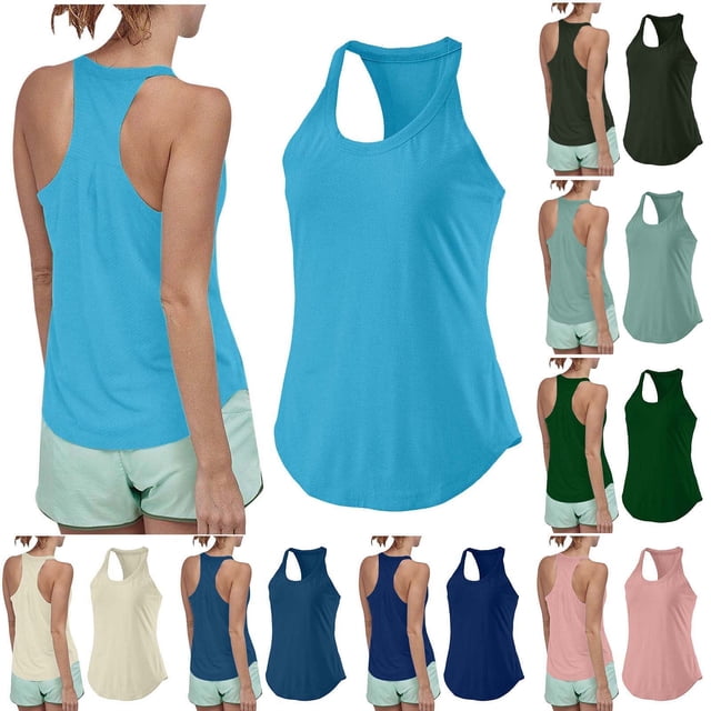 Bovxnpu Womens Plus Size Tops, Workout Tops for Women Racerback Basic Tank Sleeveless Tops XXL