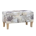 thumbnail image 1 of Linon Stephanie Leaf Print Wood Upholstered Storage Ottoman in Gray, 1 of 15