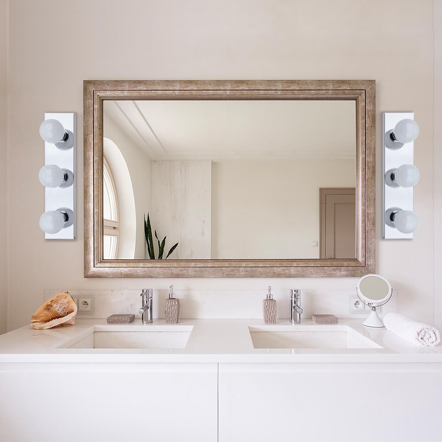 Globe Electric 18" 3-Light LED Chrome Vanity Light Fixture, Contemporary Style