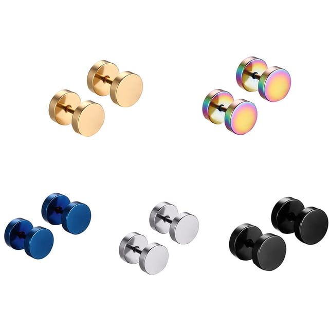Unisex Stainless Steel Ear Stud Dumbbell ear Earring Titanium Dumbbell High Polished Ear Piercing Punk Style