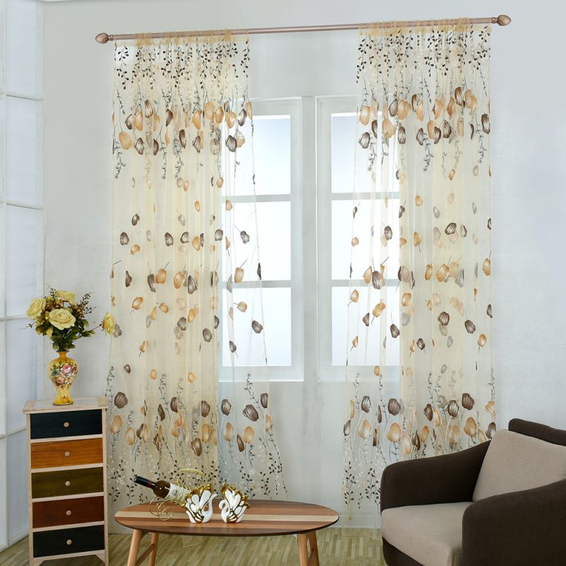 2 Pcs 39.4"x78.8 Pouces Pouces Rideau Tulipe Violet Panneaux de Fenêtre Voilage Tulle pour Salon