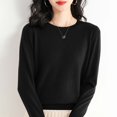 thumbnail image 3 of Duoif Chandails pour Femmes Chandails Légers Tendance pour Femmes Manches Longues Col Rond Léger Doux Tricoté Chandail Blouse Tricotée Chandails pour Femmes Hauts pour Femmes Noir P, 3 of 3