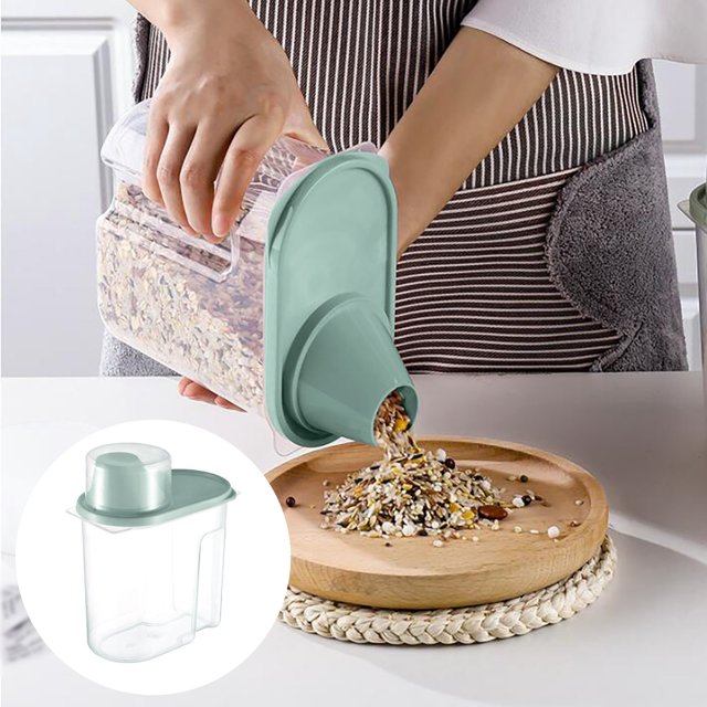 Oleegame 1PC Produce Storage 1.9L Kitchen Multi Grain Storage Tank Food Dry Goods Storage Box Plastic Sealed Tank Blue