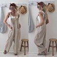 thumbnail image 4 of Salopette Femme en Coton et Lin, Salopette Ample à Jambes Larges, Combinaison, Barboteuse, 4 of 5