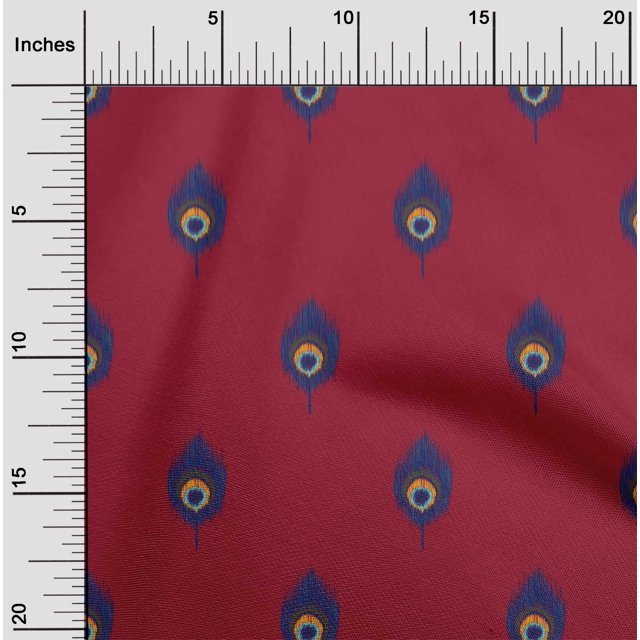 oneOone Polyester Lycra Fabric Peacock Feather Ikat Decor Fabric Printed BTY 56 Inch Wide