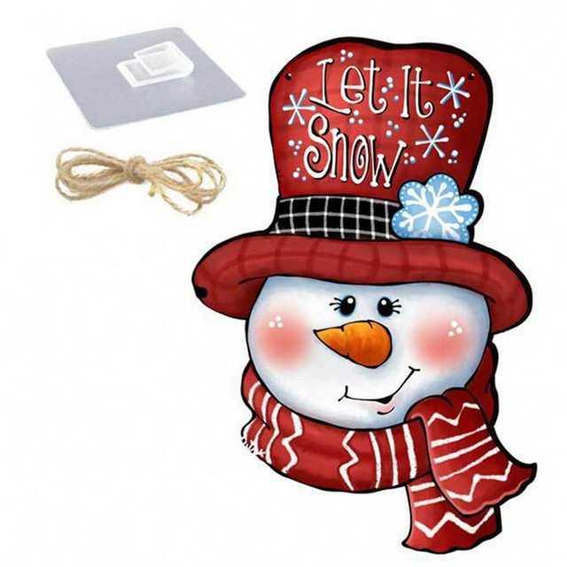 Wooden Hanging Sign Cartoon Dwarf Snowman Pattern Christmas Pendant for Home Festive Party Decoration