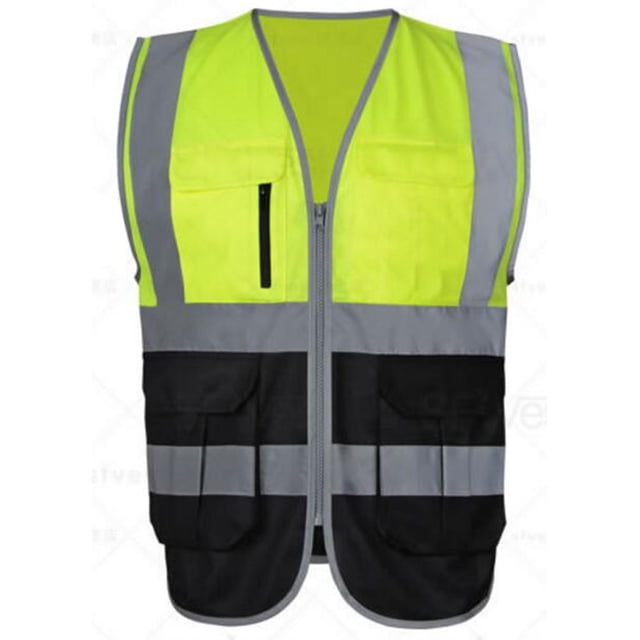 GOGO 10 Pockets High Visibility Safety Vest, Reflective Trim Safety Vest