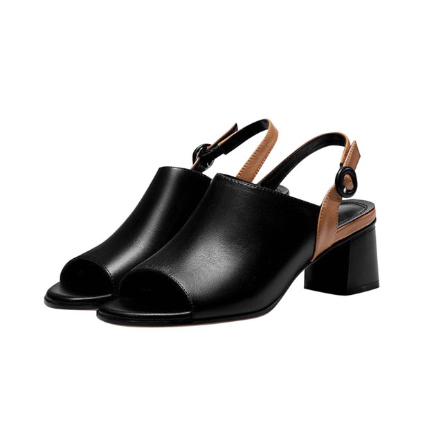CHGBMOK Sandals Womens Color Blocked Button out Versatile Thick Heeled Sandals Sandals Sizes 35-40