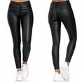 thumbnail image 1 of RKSTN Women's High Waist Faux Leather Long Pants with Pockets, Color: Solid, Size: XL, 1 of 4