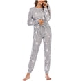 thumbnail image 1 of Teissuly Pyjama pour Femmes, Haut Décontracté à Manches Longues, Pantalon Ample Imprimé, Tenue d'Intérieur, Ensemble de Pyjama, 1 of 4