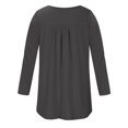 thumbnail image 3 of FAIWAD Womens Long Sleeve Tunic Tops Slim Round Neck Buttons Basic Pleated Patchwork Pullover Top, 3 of 4