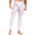 thumbnail image 2 of YUUMIN Men's Shiny Compression Pants Oil Glossy Stretchy Workout Sports Base Layer Trousers White L, 2 of 6