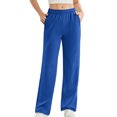 thumbnail image 1 of Womens Sweat Pants, Fashion Casual Solid Color Waist Sweatpants with Side Pockets, 1 of 5