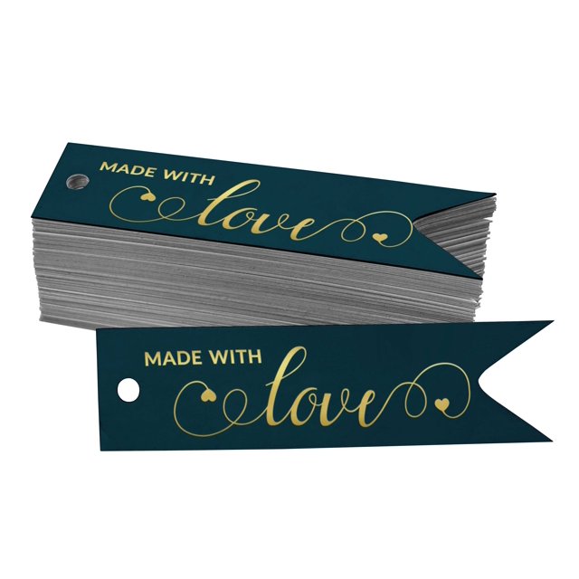 Inkdotpot Pack Of 100 Made With Love Text Favor Paper Tags Craft Real Gold Foil Hang Tags