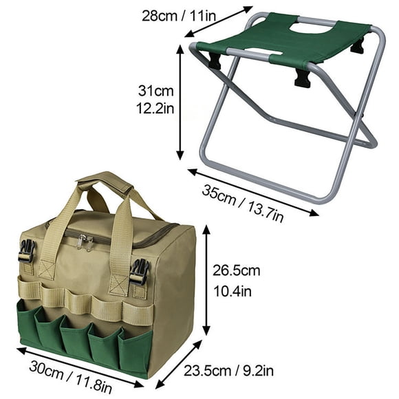 JJKBVCLO Garden Stool Folding Garden Seat With Detachable Storage Bag Pocket Gardening Portable Zipper Gardener Tool Seat For AdultsStool
