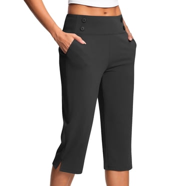 Bocqde Capri Pants for Women, Summer Casual Pull On Womens Capris with Pockets, Women's Casual Pants & Capris, Ladies Capris