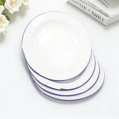 PTOOTP 4 Pcs Assiette à Gâteau Matériau Émaillé pour Familles 20X20X3Cm