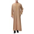 thumbnail image 1 of Men's Dress Robe with Embroidered Pocket Long Sleeve Shirt Traditional Arab Style Prayer Clothing Full-Length Coat and Robe for Men, 1 of 6