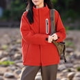 thumbnail image 3 of Imperméable Léger pour Femmes Grande Taille, Nouveau Manteau de Pluie pour Femmes avec Capuche, Fermeture Éclair, Imperméable, Chandails à Capuchon Pliables, Voyage, Actif, Randonnée, Imperméables avec Poches, Rouge 3TG, 3 of 7
