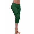 thumbnail image 3 of Capri Pants for Women Plus Size Side Pockets Cargo Pants Elastic Drawstring Casual Cropped Pants, 3 of 5