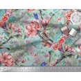 thumbnail image 3 of Soimoi Blue Rayon Fabric Insect,Peach & Pink Floral Print Sewing Fabric BTY 42 Inch Wide, 3 of 3