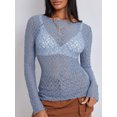 thumbnail image 4 of Faithtur Femmes Été Pure Crop Tops Manches Longues Équipée Dentelle Courte Sortir Tops pour la Fête, 4 of 9