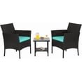thumbnail image 1 of FDW 3-Piece Wicker Patio Furniture Set, Outdoor Rattan Conversation Bistro Set for Backyard, Porch, Poolside & Lawn, Blue, 1 of 7