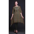 thumbnail image 2 of Bimba Hauts Imprimés Ikat à Losanges Noirs pour Femmes Kurti Asymétrique Robe d'Été pour Filles Petit, 2 of 6