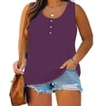 thumbnail image 2 of Timegard Tank Tops for Women Plus Size Round Neck Button Sleeveless Comfy Casual Loose Tops Basic Tee, 2 of 6